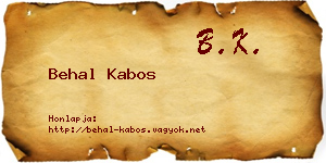 Behal Kabos névjegykártya