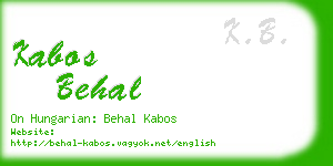 kabos behal business card